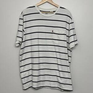 Levi's Men's T-Shirt XXL White Striped Pocket Classic Preppy Casual Crew Neck